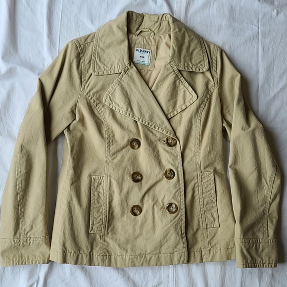Old Navy khaki tan brown pea coat jacket medium - Picture 1 of 5